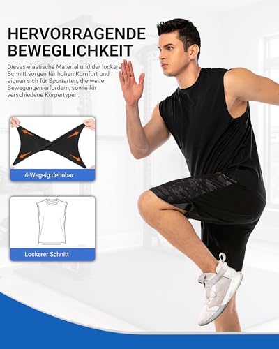 MEETYOO 3/5 Pack Tank Top Herren Sport, Muskelshirts Herren & Unterhemd Herren - Leicht, Feuchtigkeitsableitend, Schnelltrocknend, Ideal für Das Gym Oder Den Alltag 3