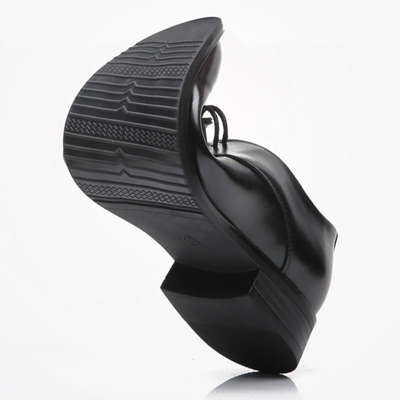 Men's Shiny Patent Leather Dress Shoes Hand Stitched Business Formal Derby Shoes Mens Breathable Comfortable Business Lace Up Oxford Shoes(Brown,7.5)3