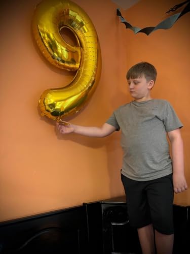 Image of 9 Balloon Numbers Birthday Decorations, 40In Gold Balloons for Men Women | Eye-catching Appearance, Perfect Decorative Centerpieces, Convenient Self-sealing Structure, Widely for Various Occasions