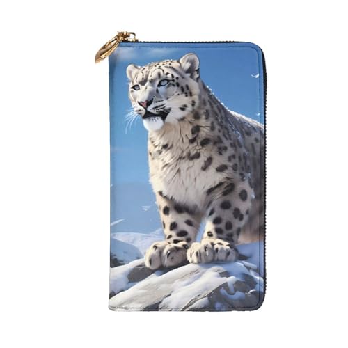 Snow Leopard Prints Leather Long Clutch Wallet for Fashionable Girls and Women - Durable, Stylish, and Functional, Black, One Size2
