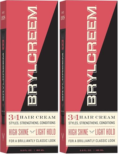 Brylcreem 3-in-1 Original High Shine Men's Hair Cream for Styling, Strengthening, and Conditioning, Alcohol-Free, 5.5 Ounce (Pack of 2)