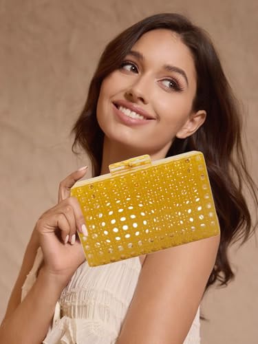 Image of RomanticDesign Women Acrylic Handbag Rattan Woven Pattern Square Box Crossbody Handbag Shoulder Bag Chain Purse