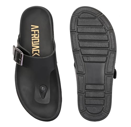 Image of AFROJACK Men's Sandals | Casual Sandal /Slippers For Men With PU Upper | Comfortable Sole Stylish & Durable Design | Slip-on Style | Light Weight, s4700
