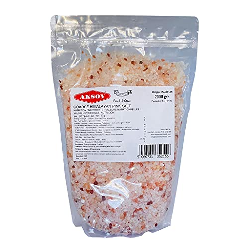 Aksoy Pink Himalayan Salt 2KG, Fine Grain Premium Quality, GMO Free, Supreme Quality Chemical Free, Vegan, Fine Grain All-Natural Salt, Triple-Washed in Spring Water (Packaging may vary)