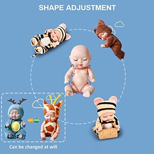 RIKASA Mini Doll Toy Newborn Baby Mini Sleeping Rebirth Dolls Kids Girls Washable Realistic Silicone Dolls Miniature Doll Toys for Kids Boys Girls, VV02