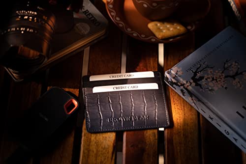 Image of BROWN BEAR Premium Branded Men's Pure German Nappa Leather, RFID ATM Card Holder (Blue)