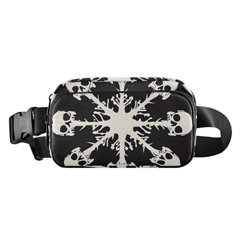 ALAZA ウエストバッグ 多機能ウエストポーチ レディース 延長ベルト付き 軽量 多ポケット ドクロ 幾何 ミニバッグ スポーツ ウォーキング ジョギング