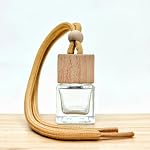8ML Voiture suspendue Air Diffuseur de fraicheur, Bouteilles en verre vide avec lids en bois, Diffuser d'huile essentielle rechargeable avec lanière réglable pour voiture maison DIY (10 Boîte)