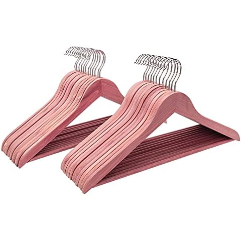 FairyHaus Natural Cedar Hangers 24Pack, Smooth Finish Wooden Coat Suit Hangers - Slim Sleek & Flat Cedar Wood Shirt Hangers with 360° Rotating Hook, Durable Cedar Clothes Hangers Cover