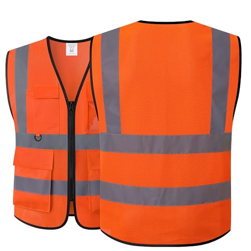 Image of Safety Vest for Men Women Hi Vis Vest with Pockets Mesh High Visibility Vests Meets ANSI /ISEA Standards