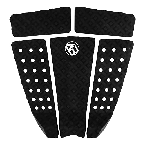 AQUBONA 5 Piece EVA Surfboard Deck Traction Pads with Kicker for Stomp Skimboards, Surf Boards, Funboard, Fish Board/Aqua Blue Gray Black (BLACK1)