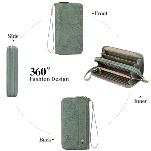 Image of GAEKEAO RFID Leather Wristlet Wallet for Women with Grip Strap