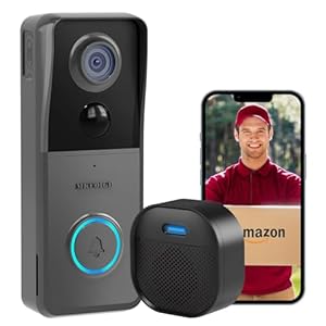2K HD Doorbell Camera Wireless with Included Ring Chime, Smart Video Doorbell for Home Security, AI Human Detection, Two Way Audio, Cloud Storage, Night Vision, Battery Powered, 2.4G WiFi.