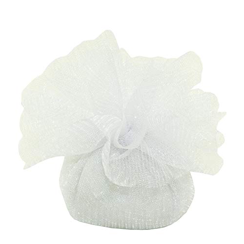 Formoso bombonera - Bolsa redonda para peladillas de 2 capas con cordón de organza blanca de 25 cm de diámetro, paquete de 25 unidades Art C2210