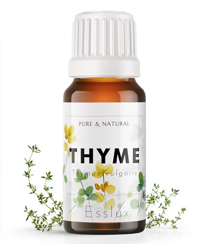 Image of Esslux Thyme Essential Oil | 100% Pure Natural Thyme Oil for Hair, Skin & Diffuser | Herbal Essential Oil for DIY & Soap Making | Fresh, Herbaceous Scent, 10ml