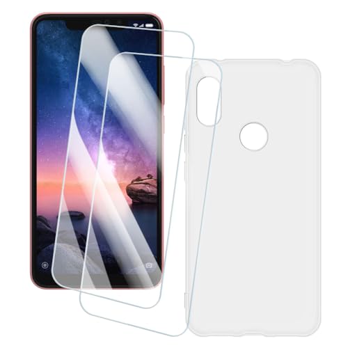 OAGELIM 2�Z�b�g �X�N���[���v���e�N�^�[ + �P�[�X Xiaomi Redmi Note 6 Pro (6.26 �C���`) �Ƃ̌݊������� �A�[�e�B�X�e�B�b�N�J�X�^���v�����g�J�o�[�Ƌ����K���X�t�B���� �X�N���b�`�h�~ (��)