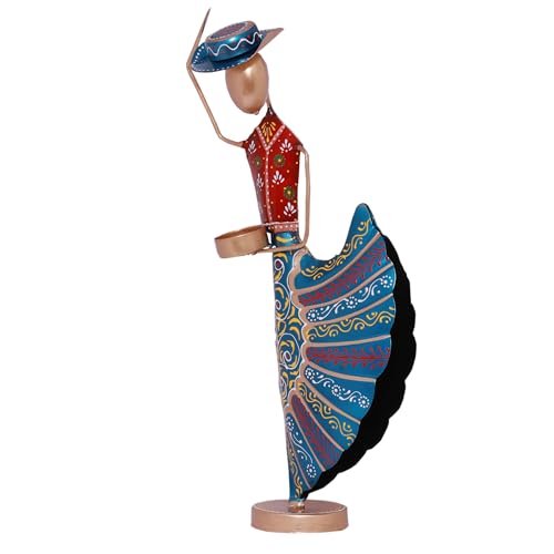 Image of Kraftskala Colorful Dancers Iron Showpiece with Tealight Candle Holder - Decorative Figurine for Home, Celebratory Gift for Anniversary, Festivals & Weddings (Mariachi Dancers)
