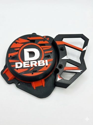 GLR 3D Cache Allumage Derbi 50cc Euro 3-4, Noir et Rouge, Haute Qualité, Meilleur Refroidissement, avec Cache Pignon