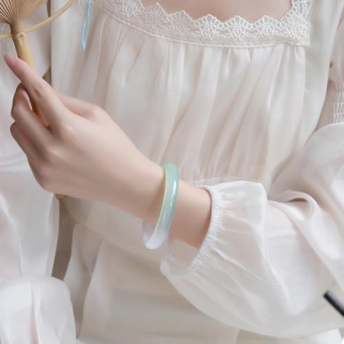 Bracelet en jade naturel YZCIS jonc féminin en chalcédoine verte - 4