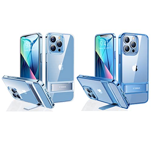 TORRAS MoonClimber Series Case for iPhone 13 Pro Max [3 Stand Ways] - (Clear) + MoonClimber Series Case for iPhone 13 Pro Max, Sierra Blue