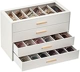 Lolalet Caja Organizadora de Gafas de Sol para Mujer, Almacenamiento para 24 Pares de Gafas de Sol o de Vista -Beige