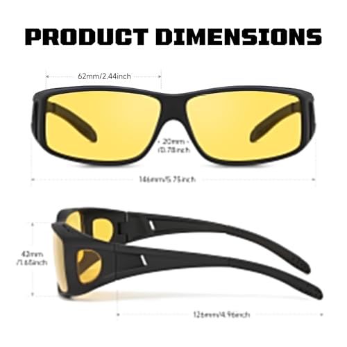 Night Driving Glasses for Men Women, Night Vision Glasses Fit Over Glasses Sunglasses Anti Glare Polarized HD4