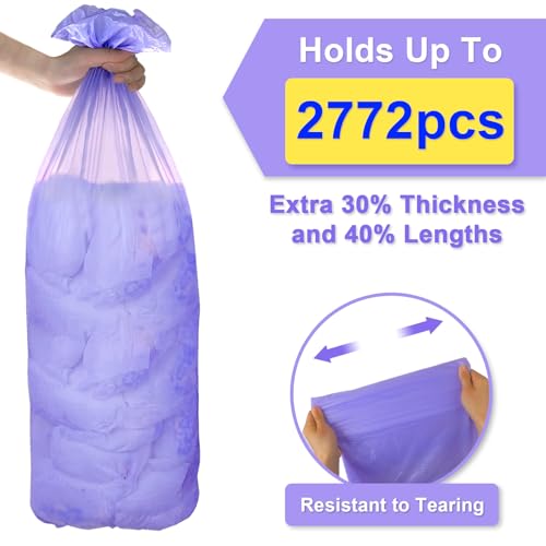 Image of Refills Only Compatible with Dekor Classic Diaper Pail Refills|4 Pack for 2772 Diapers(Extra 40% Lengths)Diaper Pail Bags with Extra 30% Thickness Powerful Odor Eliminate Lavender Scent for Baby /Adult