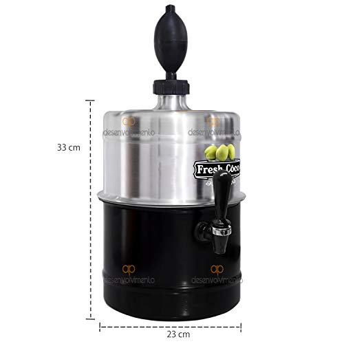 Chopeira Doméstica Torre 5,1 Lt Agua De Coco Alumínio e Preto Torneira Tipo Italiana