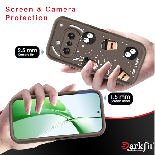 Image of Back Case Cover Compatible with Nothing Phone 3A 5G | Cute Fun Cartoon Ball 3D Coffee Silicone Case | Body Protection | Camera Protection | Shock Proof | Color Brown | Pack of 1