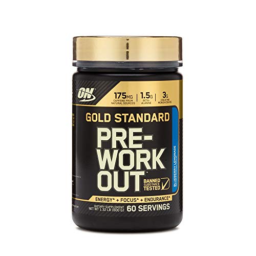 Optimum Nutrition Gold Standard Pre-Workout with Creatine, Beta-Alanine, and Caffeine for Energy, Keto Friendly, Blueberry Lemonade, 60 Servings