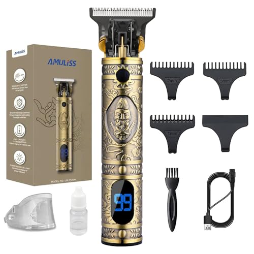 AMULISS Professional Mens Hair Clippers Zero Gapped Cordless Hair Trimmer Professional Haircut &...