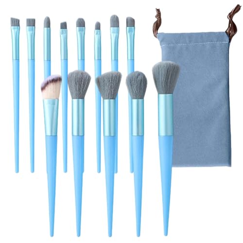 GHPKOTW 13 Pinceaux Maquillages, Lot de 15 Set Pinceaux Maquillage Professionnel,Kit Pinceau Maquillage Trousse Makeup Brushes pour Fond de Teint Mélange de Poudre,bleu