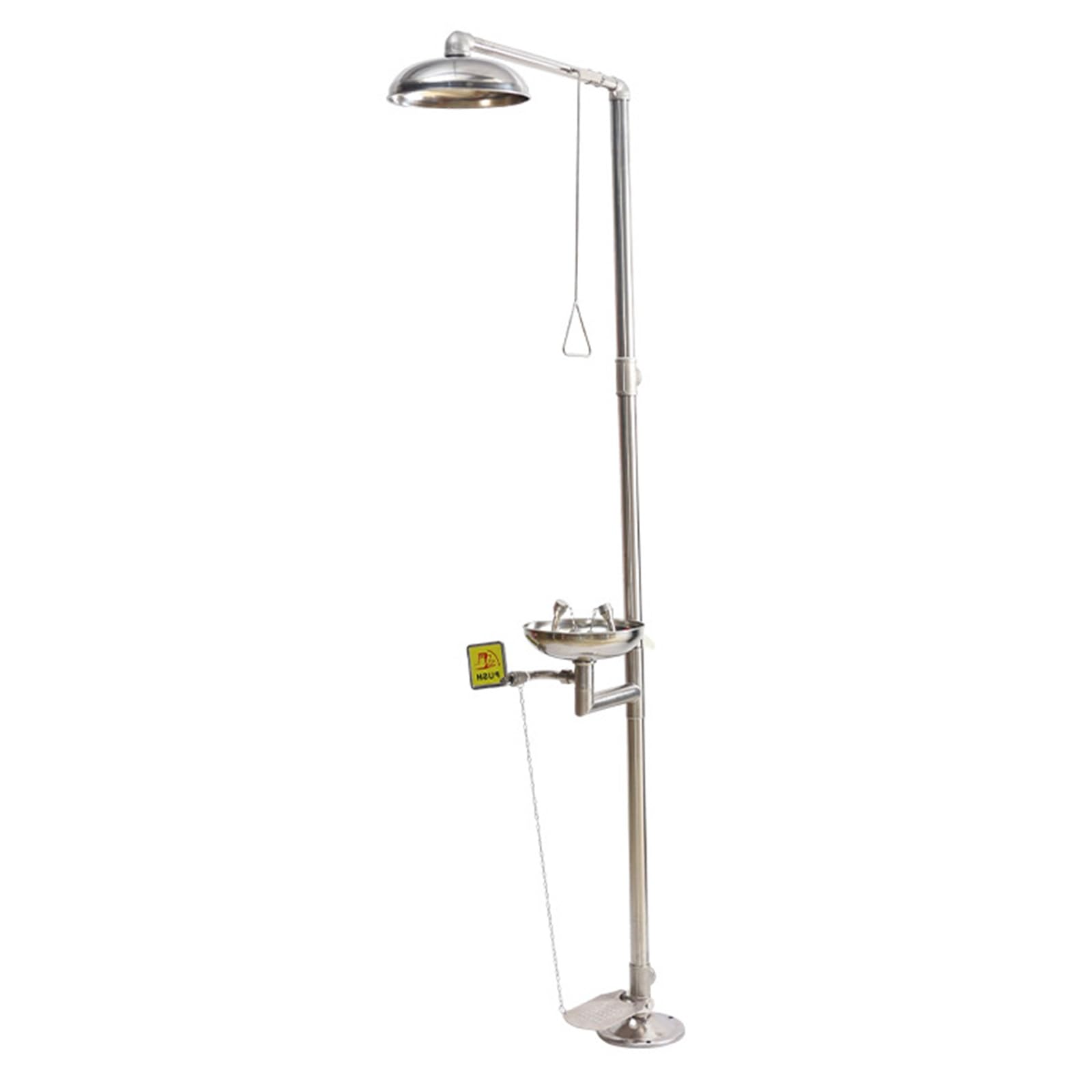 Estación de Ducha lavaojos de Emergencia, lavaojos de Acero Inoxidable 304 con Pedal agrandado, Sistema de Ducha y lavaojos Seguro Integrado para Limpieza de em,Single Inlet