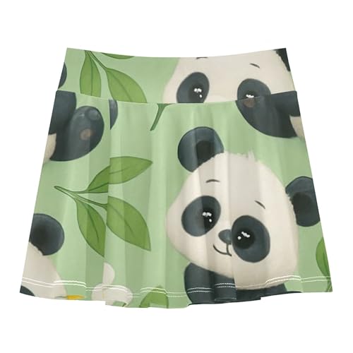 Athletic Shorts for Girls Skorts Toddler Tennis Skirts Cheer School Skirt Cute Cartoon Pandas Green 3t