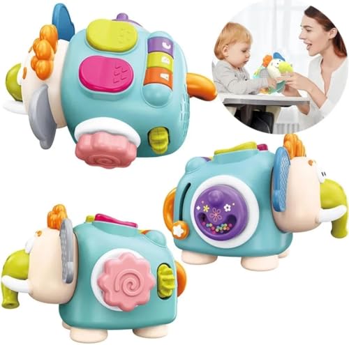 Image of Elephant Baby Sensory Busy Cube Toy for Toddlers - 6-in-1 Interactive Plastic Activity Cube - Fine Motor Skills Travel Learning Toy for Infants (Elephant)