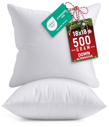 Utopia Bedding Throw Pillows Insert (Pack of 2, White) - 18 x 18 Inches Bed and Couch Pillows - Indoor Decorative Pillow