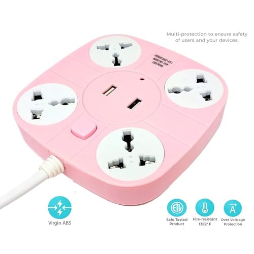 Image of 4 Socket Extension Board with 2 USB Ports | Surge Protector | Universal Compatibility | Heavy Duty Cable | Overload Protection.