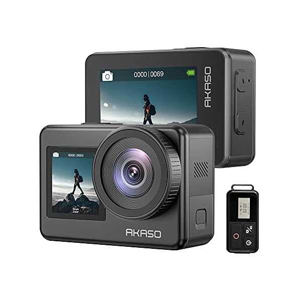 AKASO Cámara Deportiva 4K WiFi 20MP, EIS 2.0 Doble Pantalla Cámara de Acción