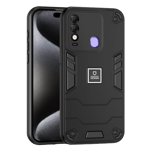Kukoufey Phone Case Compatible with Tecno Spark 8,Compatible with Tecno Spark 8 KG6 KG6k Case Dual-Layer Drop-Proof TPU+PC 2-in-1 Protective Case Black