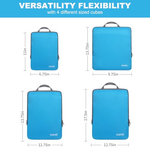 Image of BAGAIL 4 Set /6 Set /8 Set Compression Packing Cubes Travel Accessories Expandable Packing Organizers (Cloth Pattern, 4-Blue)