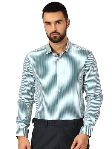 Image of Thomas Scott Men's | Stripes | Full Sleeve | Slim Fit | 100% Cotton | Cutaway | Formal Shirt
