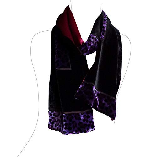 Silk Base Burn-out Velvet Silk Satin Backing Scarf, Leopard, 60"x8"2