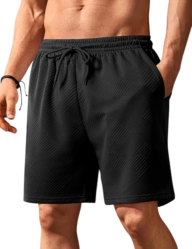 Ekouaer Men's Shorts Casual Elastic Waist Drawstring Pajama Bottoms Summer Shorts
