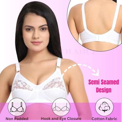 Image of ELEG & STILANCE Women's Cotton Plus Size Minimizer Bra Non-Padded Big Bust Support with Adjustable Straps Soft & Comfortable Everyday Bra
