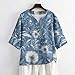 Womens Half Sleeve V Neck Blouse Tops Casual Loose Button Down Cotton Linen Shirts Printed Oversized T Shirts
