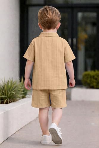 Image of Fashion Dream Boys Cotton Blend Solid Co-ord Set|Boys Co-ord Set|Boy's Clothing Set|Boy's 2 Piece Set|Clothing Set|Boys Shirt and Short Set|Co-ords