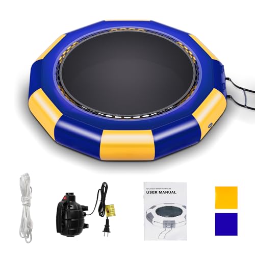 Oryxearth Trampoline aquatique gonflable avec échelle, imperméable, résistant à l'abrasion, 3,04 m, avec échelle en corde, plate-forme de saut,...