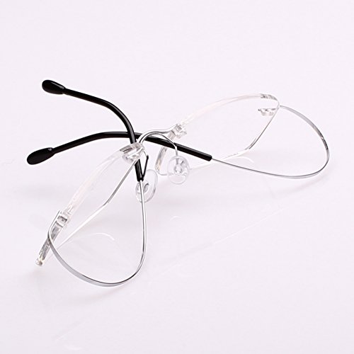 Agstum Titanium Rimless Flexible Frame Hingeless Optical Eyeglasses Clear Lens (Silver, Customized / 55)