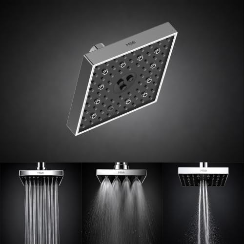 Image of Mila SwitchFlow 3.0 Multi Function Shower Head | High Pressure 3 Spray Modes- Rain, Mist, Massage (Unique Dancing /Rolling Function) | ABS Chrome Finish | 15x15 cm Bathroom Shower