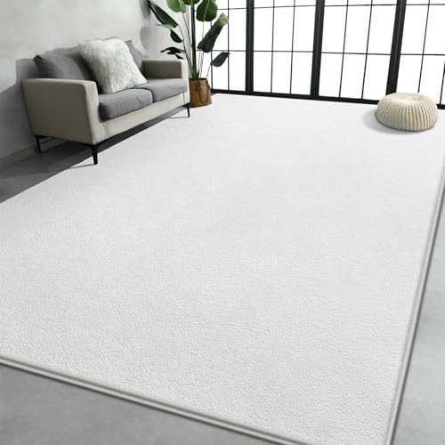 Catálogo de Tapete blanco los más solicitados. 41 Alfombras de área grande para sala de estar y recámara - Alfombra blanca de 5 x 8 pies, minimalista moderna, suave y gruesa, cómoda alfombra de espuma viscoelástica para...